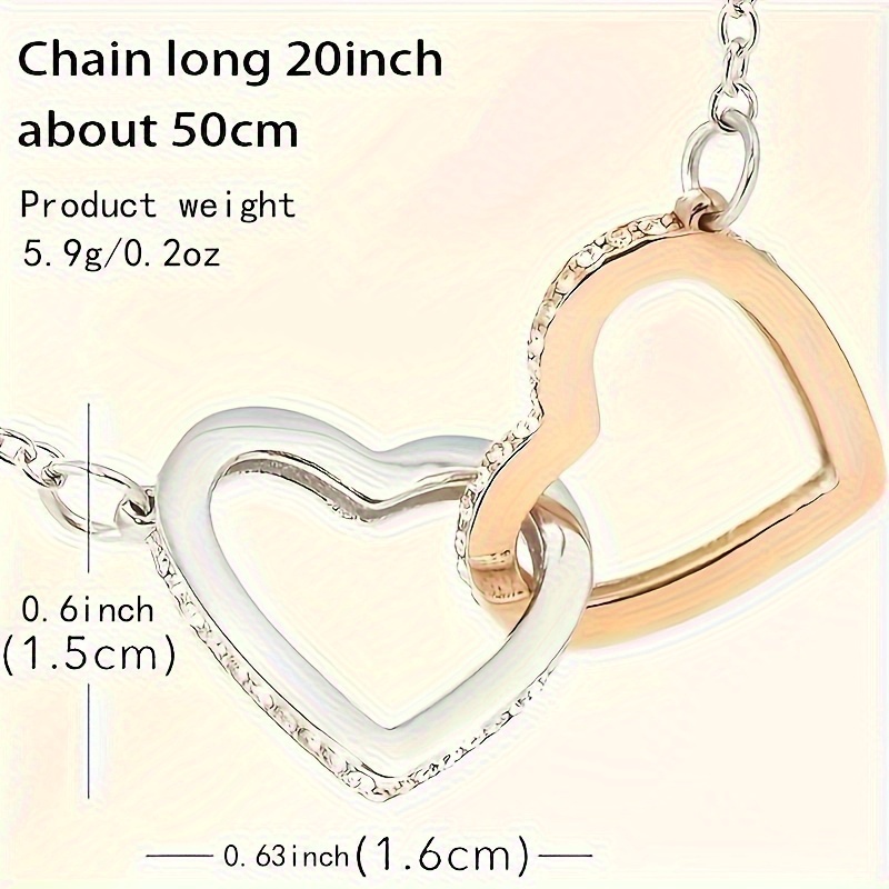 Stylish Double Heart Pendant Necklace, Gift Box Included